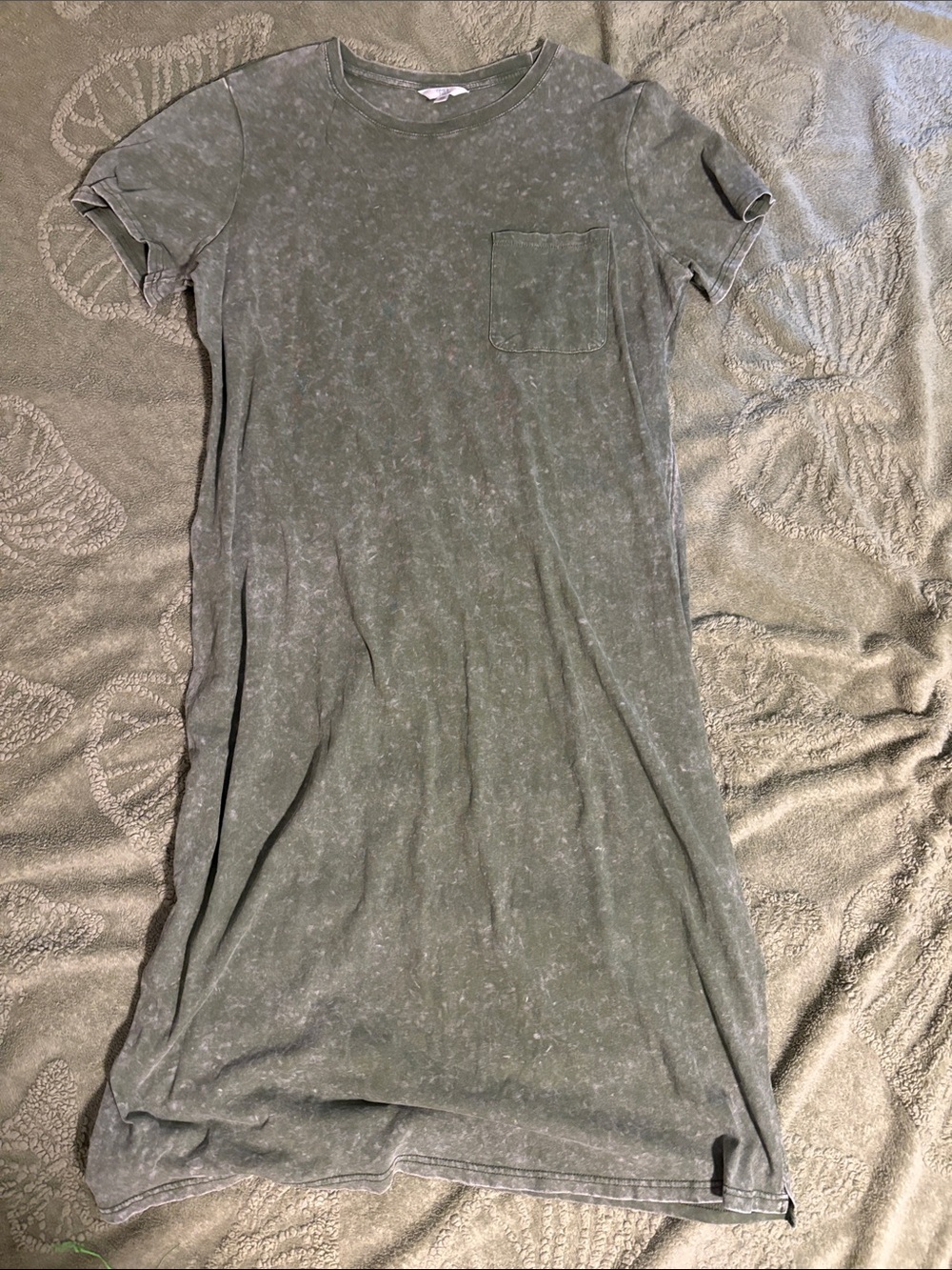 Time and Tru Olive Green Mineral Wash Tee Dress